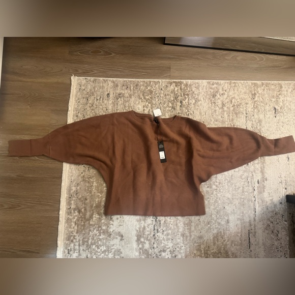 Fashion Nova Brown Off-Shoulder Sweater Set - Picture 2 of 3